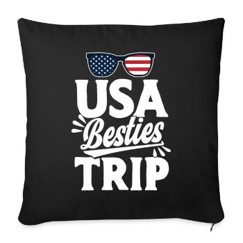 Besties Trip Urlaubsreise Urlaub Geschenk - Sofakissenbezug 45 x 45 cm - Schwarz - Vorne