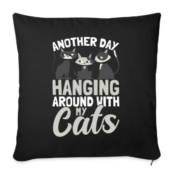 Cats Cat Owner Pet Animals Gift - Sofa pillowcase 17,3'' x 17,3'' (45 x 45 cm) - black - Front