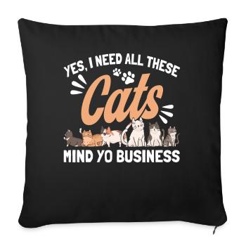 Cats Cat Owner Pet Animals Gift - Sofa pillowcase 17,3'' x 17,3'' (45 x 45 cm) - black - Front