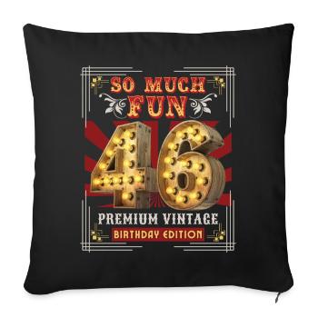 46ème anniversaire 46 ans Vintage-Retro-Fun-Anniversaire - Housse de coussin décorative 45 x 45 cm - noir - Devant