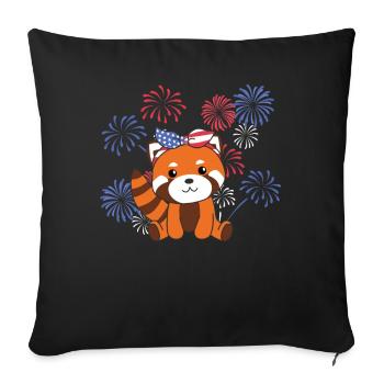 4th of July american Roter Panda kids feuerwerk - Sofakissenbezug 45 x 45 cm - Schwarz - Vorne