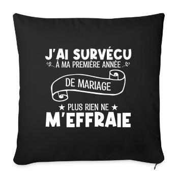 J'ai survécu à ma première année de mariage !! - Housse de coussin décorative 45 x 45 cm - noir - Devant