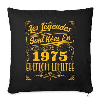 1975 les légendes sont nées en 1975 | vintage !! - Housse de coussin décorative 45 x 45 cm - noir - Devant