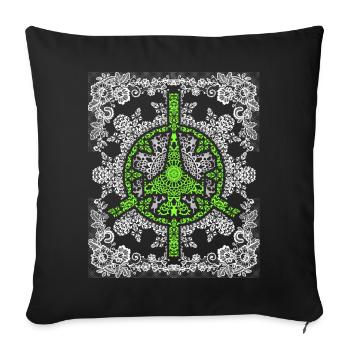 Symbole de paix, signe de paix, avion de chasse No-War - Housse de coussin décorative 45 x 45 cm - noir - Devant