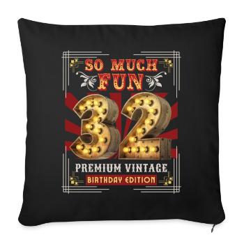32ème anniversaire 32 ans Vintage-Retro Fun-Birthday - Housse de coussin décorative 45 x 45 cm - noir - Devant