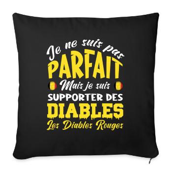 allez les diables Rouge. supporter Belgique !! - Housse de coussin décorative 45 x 45 cm - noir - Devant