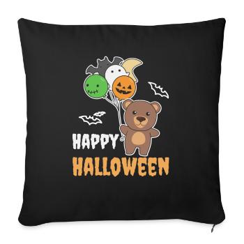 Ours Ballons d’Halloween pour enfants Ours mignons - Housse de coussin décorative 45 x 45 cm - noir - Devant