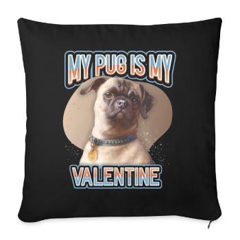 Chien carlin, Chien carlin, Illustration de chien, Dicton - Housse de coussin décorative 45 x 45 cm - noir - Devant