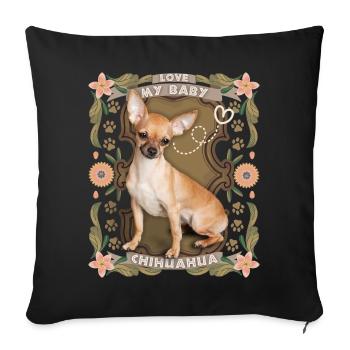Chihuahua, dicton drôle, amour amour - Housse de coussin décorative 45 x 45 cm - noir - Devant