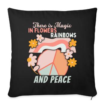 Frieden-Symbol, Friedenszeichen, Regenbogen - Sofakissenbezug 45 x 45 cm - Schwarz - Vorne