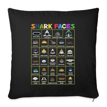 Types Of Shark Faces. Shark Face Identification - Sofa pillowcase 17,3'' x 17,3'' (45 x 45 cm) - black - Front