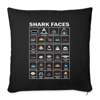 Types Of Shark Faces. Shark Face Identification - Sofa pillowcase 17,3'' x 17,3'' (45 x 45 cm) - black - Front