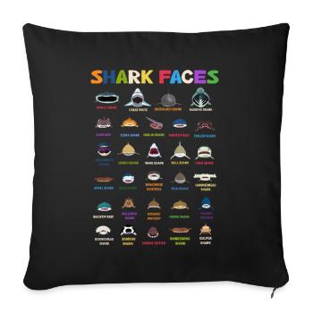 Types Of Shark Faces. Shark Face Identification - Sofa pillowcase 17,3'' x 17,3'' (45 x 45 cm) - black - Front