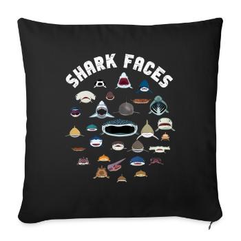 Types Of Shark Faces. Shark Face Identification - Sofa pillowcase 17,3'' x 17,3'' (45 x 45 cm) - black - Front