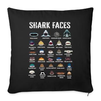 Types Of Shark Faces. Shark Face Identification - Sofa pillowcase 17,3'' x 17,3'' (45 x 45 cm) - black - Front