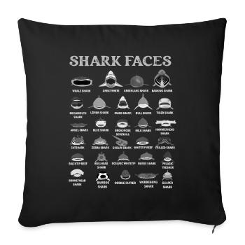 Types Of Shark Faces. Shark Face Identification - Sofa pillowcase 17,3'' x 17,3'' (45 x 45 cm) - black - Front