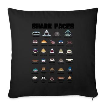 Types Of Shark Faces. Shark Face Identification - Sofa pillowcase 17,3'' x 17,3'' (45 x 45 cm) - black - Front
