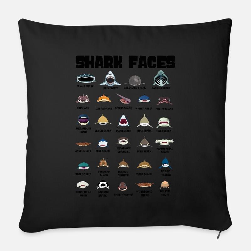 Types Of Shark Faces. Shark Face Identification - Sofakissenbezug 45 x 45 cm - Schwarz