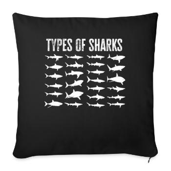 Types of Sharks - Sofa pillowcase 17,3'' x 17,3'' (45 x 45 cm) - black - Front