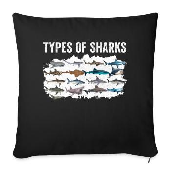 Types of Sharks - Sofa pillowcase 17,3'' x 17,3'' (45 x 45 cm) - black - Front