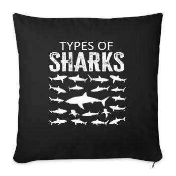 Types of Sharks - Sofa pillowcase 17,3'' x 17,3'' (45 x 45 cm) - black - Front