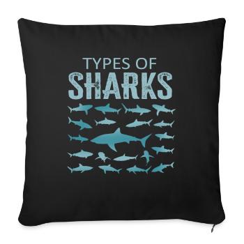 Types of Sharks - Sofa pillowcase 17,3'' x 17,3'' (45 x 45 cm) - black - Front
