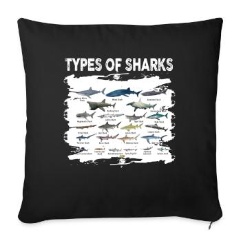 Types of Sharks - Sofa pillowcase 17,3'' x 17,3'' (45 x 45 cm) - black - Front