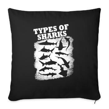 Types of Sharks - Sofa pillowcase 17,3'' x 17,3'' (45 x 45 cm) - black - Front