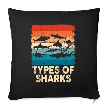 Types de requins - Housse de coussin décorative 45 x 45 cm - noir - Devant