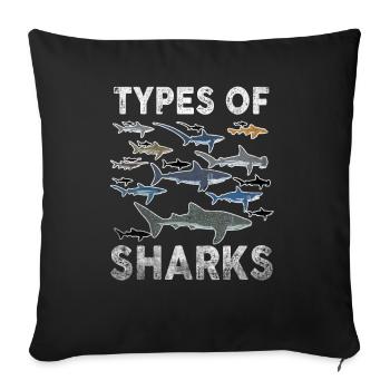 Types of Sharks - Sofa pillowcase 17,3'' x 17,3'' (45 x 45 cm) - black - Front