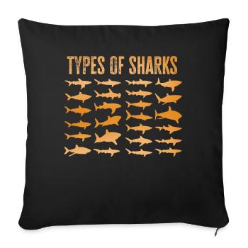 Types of Sharks - Sofa pillowcase 17,3'' x 17,3'' (45 x 45 cm) - black - Front