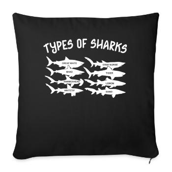 Types of Sharks - Sofa pillowcase 17,3'' x 17,3'' (45 x 45 cm) - black - Front