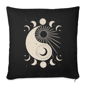 Yin and Yang Cosmic Yin-Yang Moon Sun - Sofa pillowcase 17,3'' x 17,3'' (45 x 45 cm) - black - Front