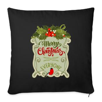 Merry Christmas everyone, Frohe Weihnachten Spruch - Sofakissenbezug 45 x 45 cm - Schwarz - Vorne
