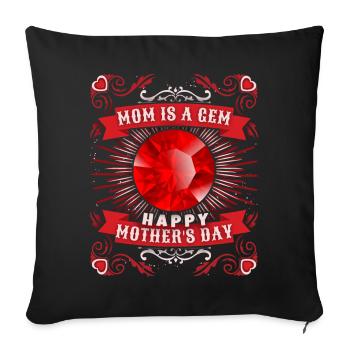 Fête des mères Maman-est-un-bijou Gemmologie-Maman Disant - Housse de coussin décorative 45 x 45 cm - noir - Devant