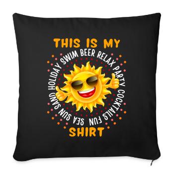Urlaub am Meer, Sonne, Bier, lustiger Spruch - Sofakissenbezug 45 x 45 cm - Schwarz - Vorne