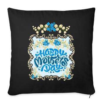 Fête des mères, fête des mères, muguet vintage - Housse de coussin décorative 45 x 45 cm - noir - Devant