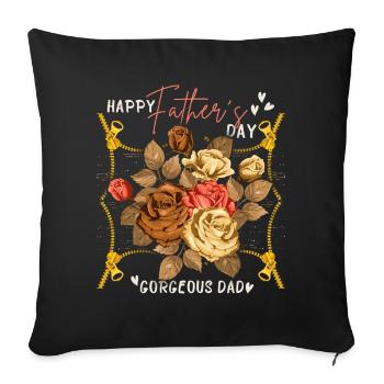 Bonne fête des pères, fête des pères avec des roses vintage - Housse de coussin décorative 45 x 45 cm - noir - Devant