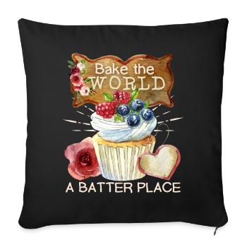 Cupcake, baking cakes, funny saying muffin - Sofa pillowcase 17,3'' x 17,3'' (45 x 45 cm) - black - Front