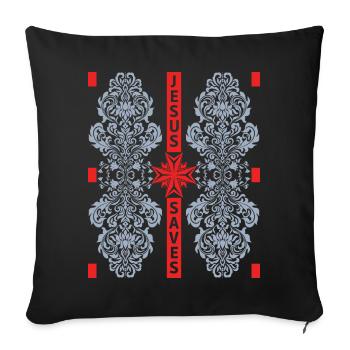 Croix du Christ, baroque, Jésus sauve, disant - Housse de coussin décorative 45 x 45 cm - noir - Devant