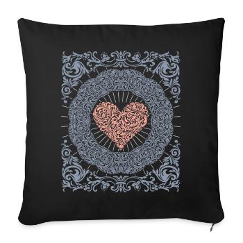 Ornement de cœur, motif romantique de la Saint-Valentin - Housse de coussin décorative 45 x 45 cm - noir - Devant