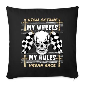 Skull, Skull, Racing, Car Racing, Biker Design - Sofa pillowcase 17,3'' x 17,3'' (45 x 45 cm) - black - Front