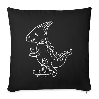 Skating dinosaur on his skateboard. - Sofa pillowcase 17,3'' x 17,3'' (45 x 45 cm) - black - Front