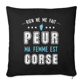 Corse, idée cadeau humour région, île, pays, drôle - Housse de coussin décorative 45 x 45 cm - noir - Devant