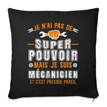 Mécanicien idée cadeau métier mécanique garagiste - Housse de coussin décorative 45 x 45 cm - noir - Devant