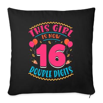 This Girl Is Now 16 | Cupcake Themed - Sofa pillowcase 17,3'' x 17,3'' (45 x 45 cm) - black - Front