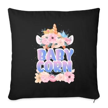 | de maïs pour bébé Mignon | Licorne Chemise Licorne | Fille - Housse de coussin décorative 45 x 45 cm - noir - Devant