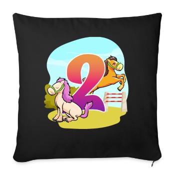 2nd Birthday Riding Horse-themed Two Party - Sofa pillowcase 17,3'' x 17,3'' (45 x 45 cm) - black - Front
