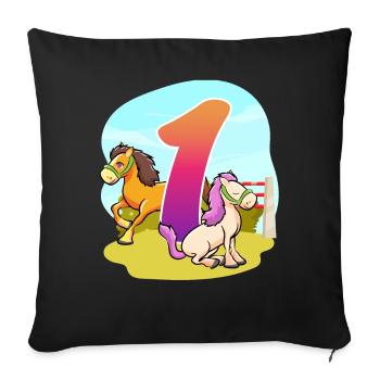 1st Birthday Riding Horse-themed One Party - Sofa pillowcase 17,3'' x 17,3'' (45 x 45 cm) - black - Front