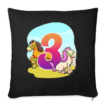 3rd Birthday Riding Horse Theme Three Party - Sofa pillowcase 17,3'' x 17,3'' (45 x 45 cm) - black - Front